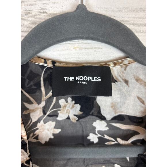 The Kooples Paris Women’s S Black Floral Ruffle Viscose Muslin Blouse NEW - Picture 5 of 6